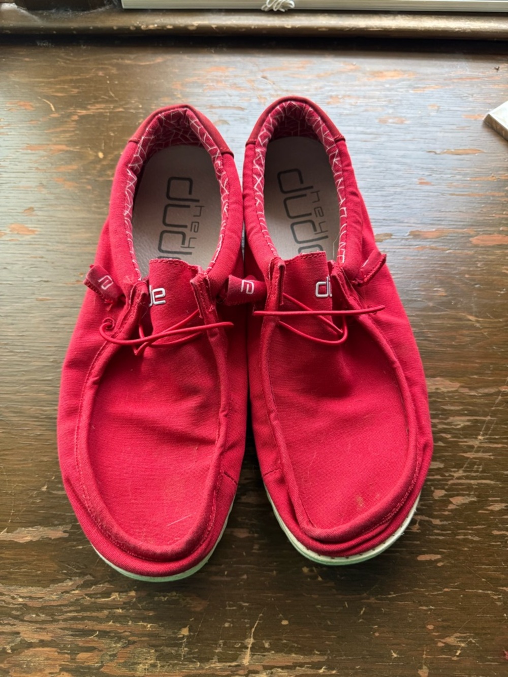 Hey Dude Men’s Slip-On Loafers in Red Canvas